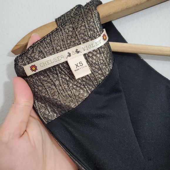 Anthro Chelsea & Violet Metallic Dark Bronze Peplum Tank Top - Picture 3 of 4